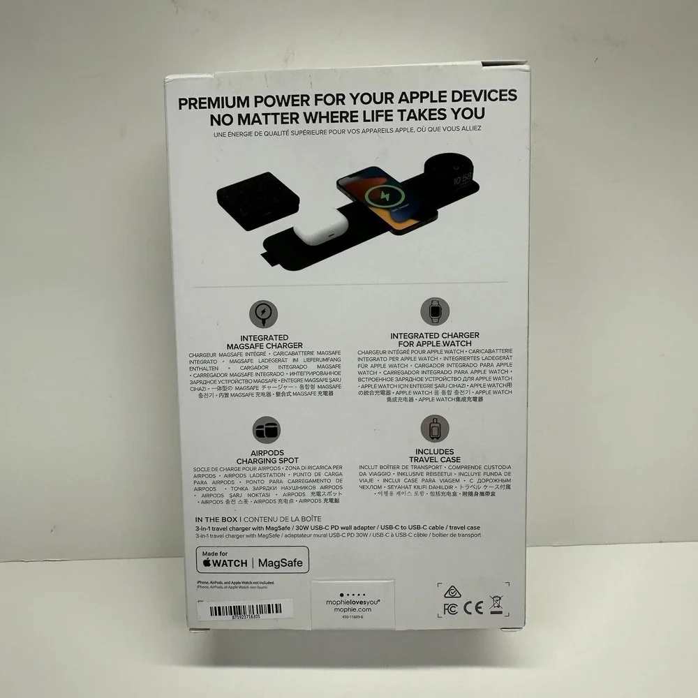 Mophie 3-In-1 Travel Charger with MagSafe For‎ iPhone Apple Watch Airpods New
